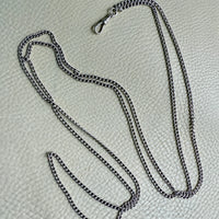 Edwardian era Sterlling Silver Longuard Curb Link Chain with Swivel Dog Clip - 31 inch doubled necklace length adjustable