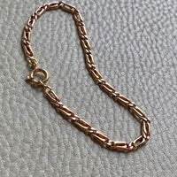 Portuguese Vintage 19.2 Karat Rose Gold Unique Oblong Curb Link Bracelet - 8 inch length