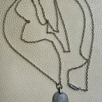 1880 Antique Silver Link Longuard Chain Necklace with Coin Pendant - 61.75 inch length