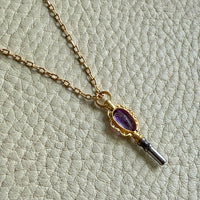 1830 Antique 18k Gold and Purple Amethyst Articulated Pocket Watch Key Pendant Fob
