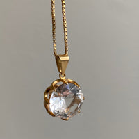 Crystal Swedish pendant necklace - Solid 18k gold - Made in 1975