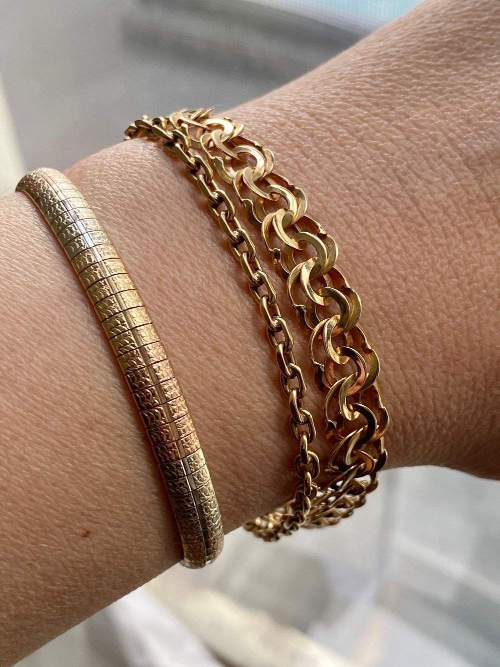 18k gold anchor link bracelet Danish antique early 1900s era