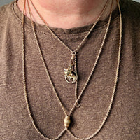 Victorian Era Antique 18k Gold Longuard Belcher Link Chain with Slider & Dog Clip - 33 inch doubled necklace length
