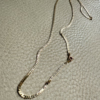 Scandinavian Vintage Pressed Curb Link 18k Gold Necklace - 17.5 inch length