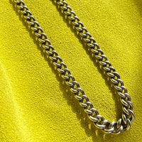 British Antique Sterling Silver Watch Chain with T-bar - choker necklace length - 15 inch overall length