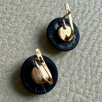 Excellent! 18k Gold set with Black Jet Vintage early 20th Century era Dome Earrings