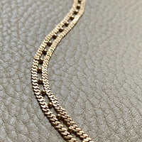 18k Gold double row pressed curb link bracelet -  7.75 inch length
