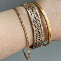 Vintage 18k gold skinny curb bracelet - 8 inch length