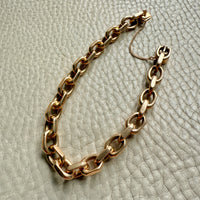 Wow! 1941 Swedish Vintage CHONK Biker Link Bracelet in 18k Gold- 7.3 inch interior circumference
