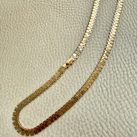 Vintage Italian Hexagon Mirror Link Chain Necklace 18k Gold – 16.75 Inch Length