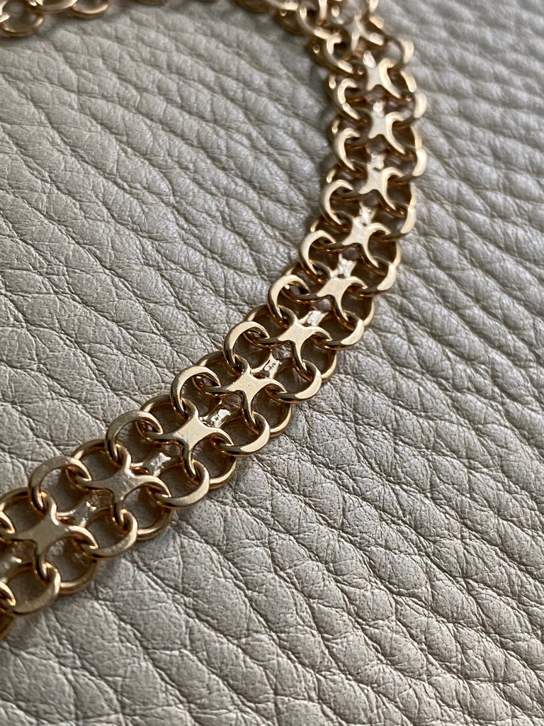 Solid 18k gold silky x-link bracelet, vintage 1970 Swedish