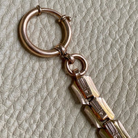 Antique Watch Chain with tiny leaf pattern - 14k gold with 10k rose gold detail