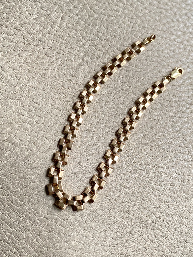 Checkerboard link bracelet in 18k gold - Swedish vintage 1940 - 8.2 inch length