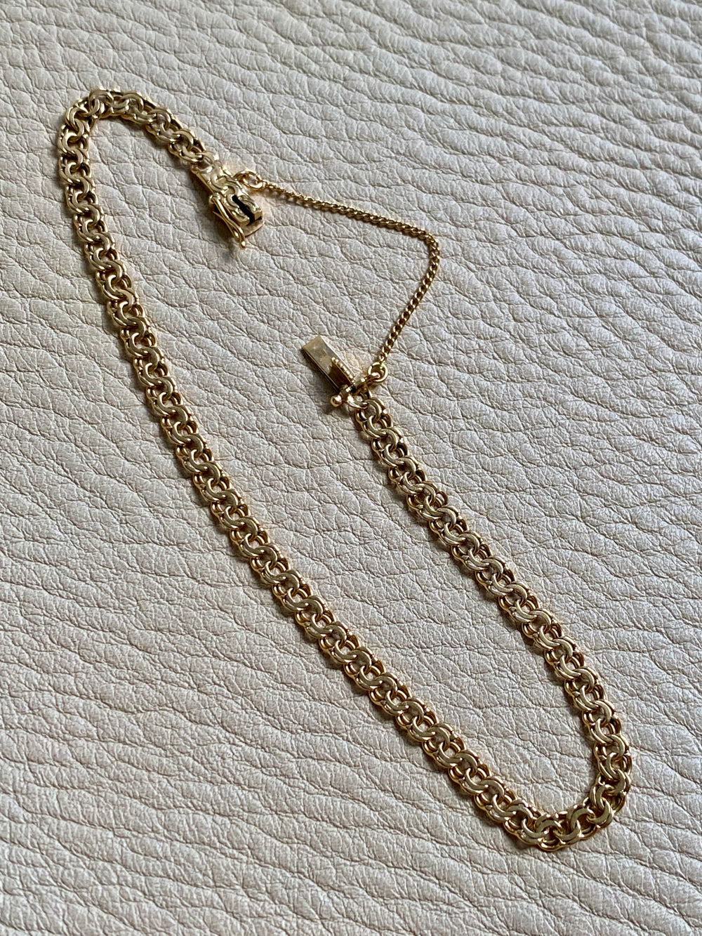 1944 Delicate 18k double-link solid gold bracelet - Göteborg, Sweden - 7.5 inch length