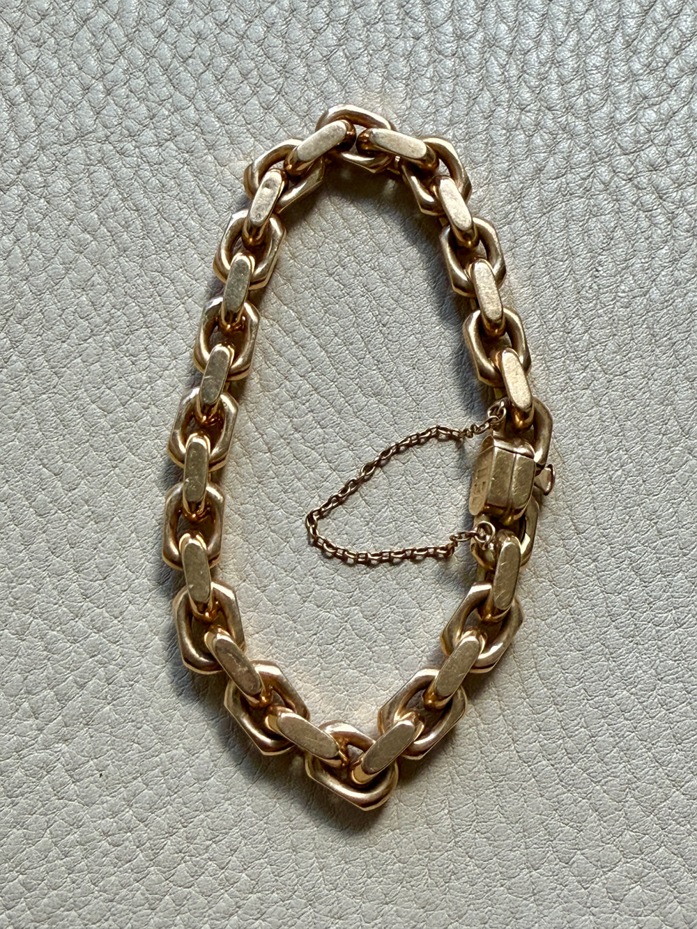 CHONK! 1911 Swedish Antique 18k gold Biker Link Bracelet 8mm width - 7.1 inch interior circumference