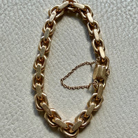 CHONK! 1911 Swedish Antique 18k gold Biker Link Bracelet 8mm width - 7.1 inch interior circumference