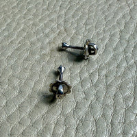 Vintage Italian 18k white gold diamond stud earrings with threaded posts