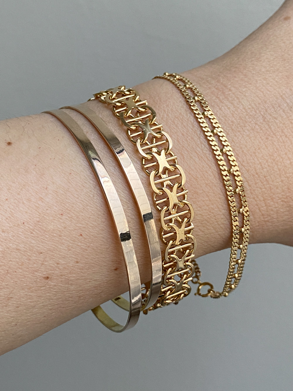 1963 Star link variation 18k gold bracelet - Vintage Swedish - 7.5 inch length