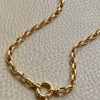 18k Gold Vintage Biker Link Watch Chain Necklace with Bolt Clasp- 19.5 inch length