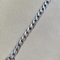 Handmade Chunky Pressed Curb Chain Bracelet in Solid Silver - Vintage Polish - 8.5 inch