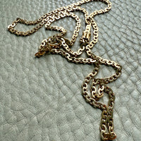 Long 18k Gold Vintage Virola Link Necklace - 21.8 inch length