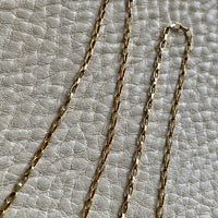 18k Gold Vintage Skinny Elongated Biker Link Chain Necklace - 22.5 inch length