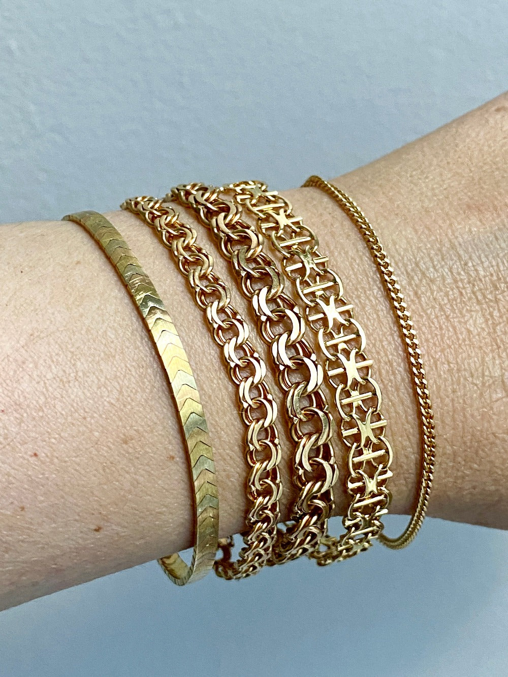 Vintage 1963 Double link solid 18k gold bracelet - 7.7 inch length