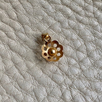 Midcentury era 18k gold eight petal flower with quartz - pendant or charm