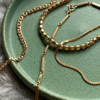Honeycomb link necklace - Vintage 18k yellow gold, 17.25 inch length