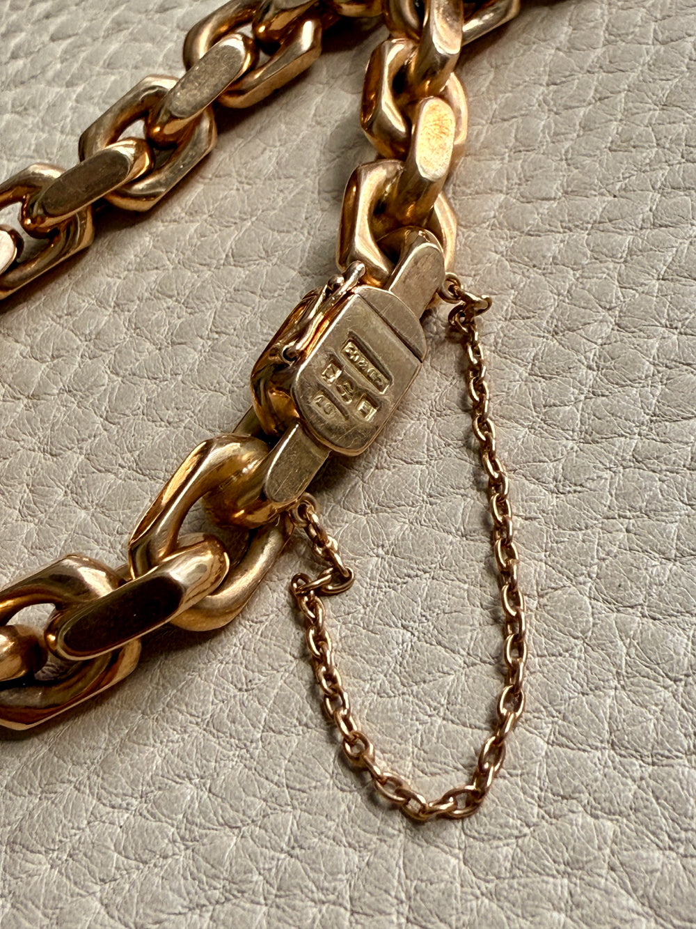 CHONK! 1911 Swedish Antique 18k gold Biker Link Bracelet 8mm width - 7.1 inch interior circumference