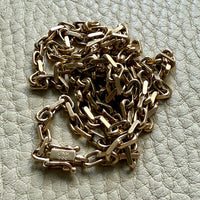 Longer Length 14k Gold Biker Link Necklace 3mm width - 22.2 inch length
