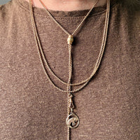 Victorian Era Antique 18k Gold Longuard Belcher Link Chain with Slider & Dog Clip - 33 inch doubled necklace length