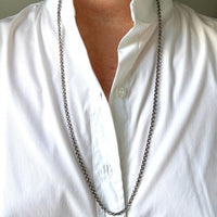 Vintage Silver Rolo Link Necklace- 30 inch length