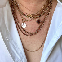 Antique 9k Gold Cable Link Necklace with Barrel Clasp - 17.5 inch length