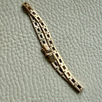 Slinky 18k Gold Vintage Midcentury Brick Link Bracelet - 7.3 inch length