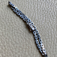 1950s 18k White Gold Vintage Slim Brick Link Bracelet - 7 inch length