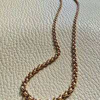 1950s era Vintage Graduated Width Rolo Link Necklace in 18k Gold - 17.75 inch length