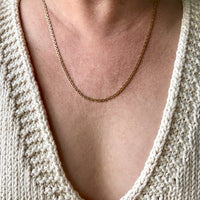 Long 18k Gold Vintage Virola Link Necklace - 21.8 inch length