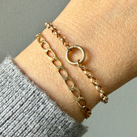 Vintage 14k Gold Rolo Chain Bracelet with Push Clasp – 6.7 Inch Length