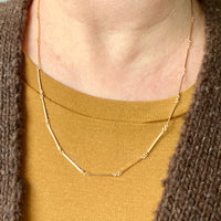 Dainty gold bar link necklace - 18k gold - 20.4 inch length - Swedish vintage 1954