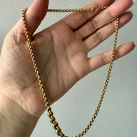 1950s era Vintage Graduated Width Rolo Link Necklace in 18k Gold - 17.75 inch length