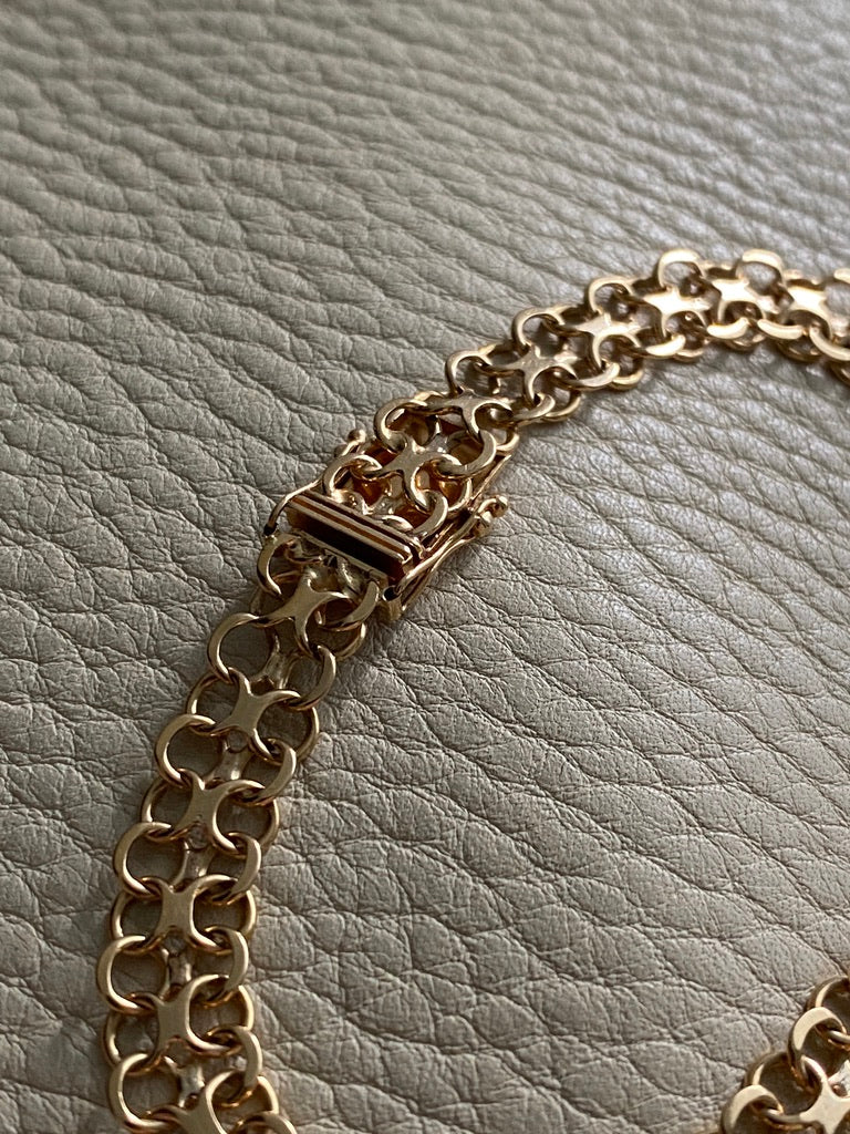 Solid 18k gold silky x-link bracelet, vintage 1970 Swedish