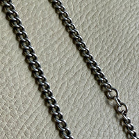 British Antique Sterling Silver Watch Chain with T-bar - choker necklace length - 15 inch overall length