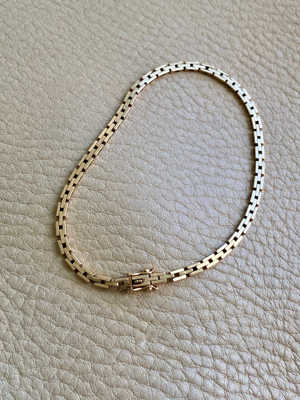 Danish vintage 14k slim brick link bracelet