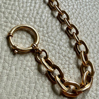 18k Gold Antique Biker Link Watch Chain Necklace Extender or Bracelet with Large Bolt Clasp - 11.2 inch length
