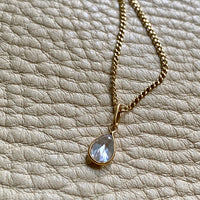 Petite 18k gold crystal pendant necklace - Vintage Swedish