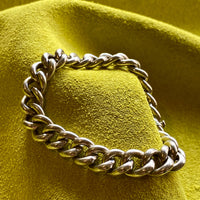 Antique Silver Bernhard Hertz Hollow Puffy Curb Link Bracelet - 6.9 inch interior circumference