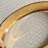 1962 Wide Hinged Bangle in 18k gold - Etched Curls Pattern - Stockholm, Sweden - 7 inch interior