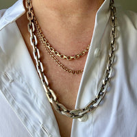 UNIQUE Chunky Sterling Silver Taxco Graduated Link Necklace - 22.9 inch length