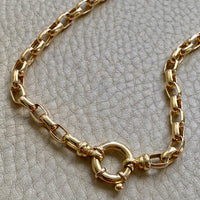 18k Gold Vintage Biker Link Watch Chain Necklace with Bolt Clasp- 19.5 inch length